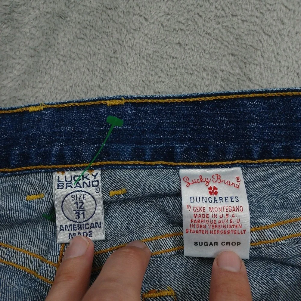 Lucky Brand Jeans Womens 12 Blue Denim Sugar Cropped Distressed Casual Preppy
